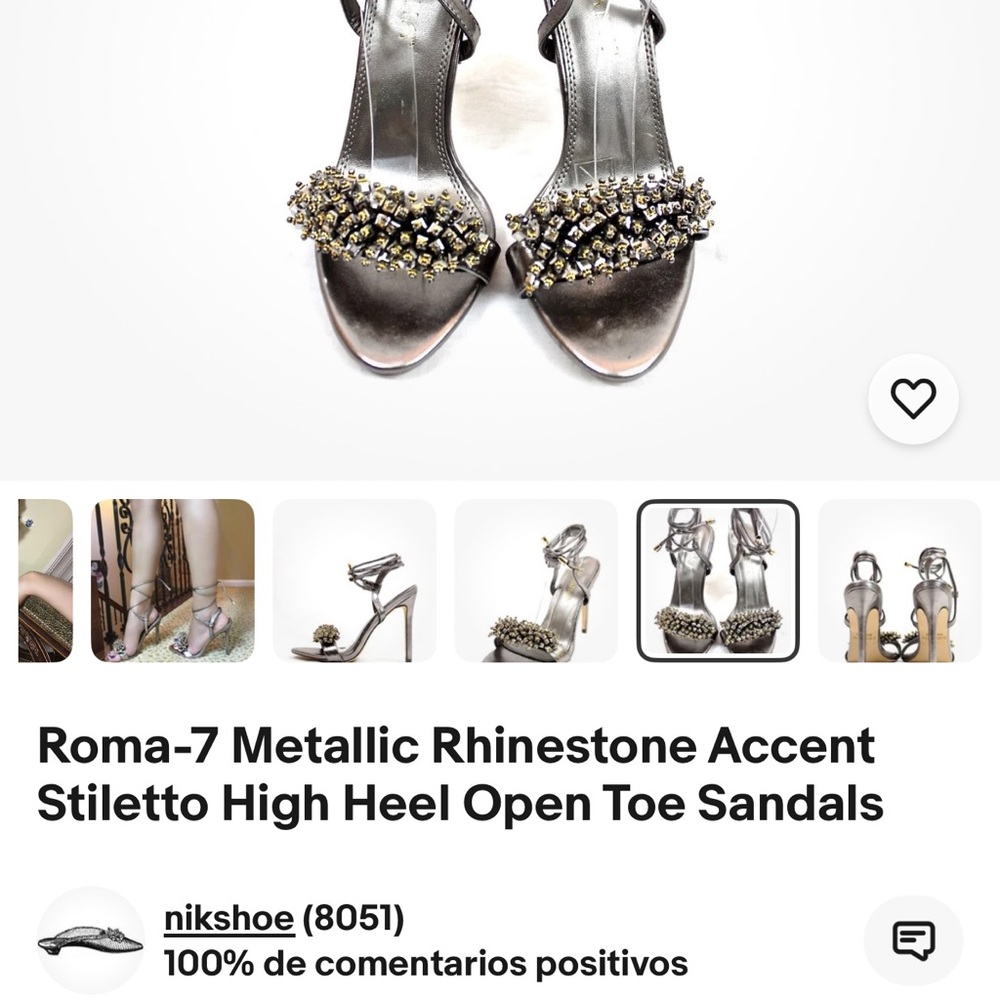 Liliana Silver Embellished Strappy Heels - Picture 11 of 12